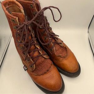 Justin L762 Copper Lace Up Leather Workboots